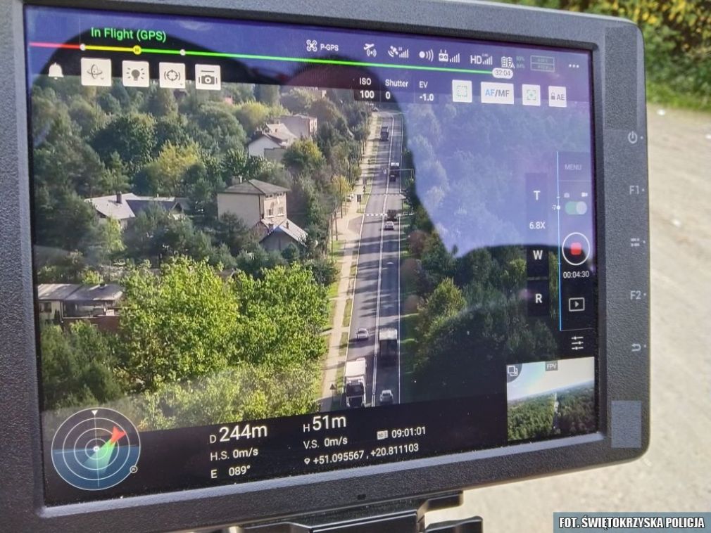 W akcji na drodze wykorzystali drona